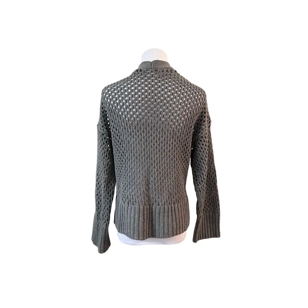 Abercrombie & Fitch Basket Weave Cotton Open Cardigan Sweater‎ SMALL Gray Shrug - Image 3