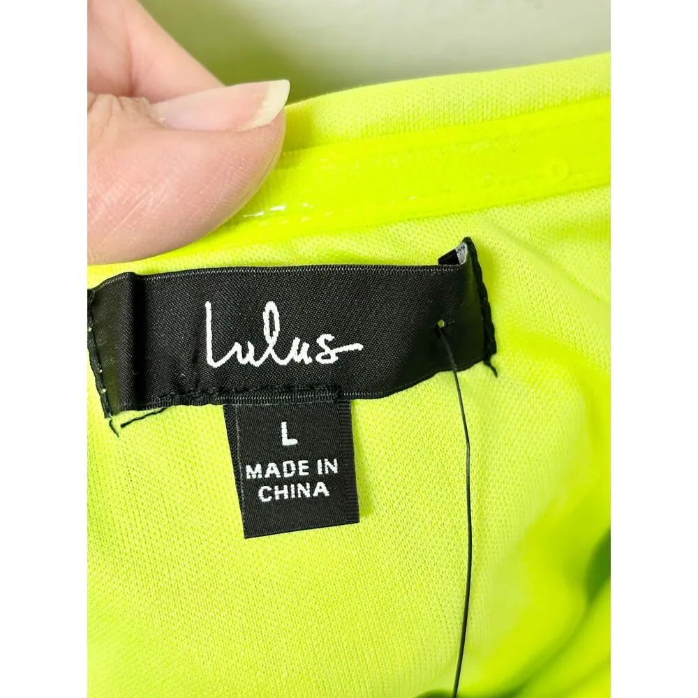 NWT Lulus Embellished Sequin Strapless Mini Dress Neon Yellow Women's L Green Size L - Image 5