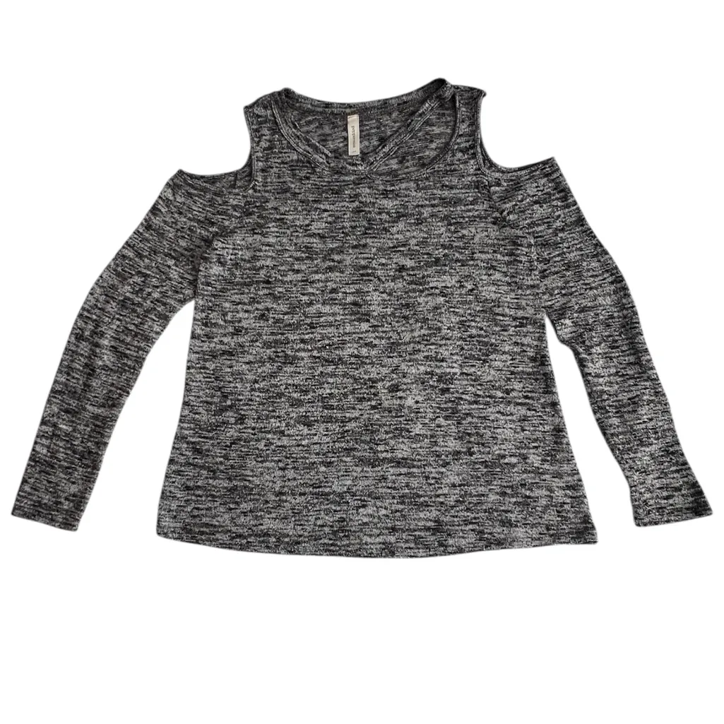 Peppermint Women’s Knit Gray Marled Cold Shoulder Cutout Sweater Pullover Size S - Image 8