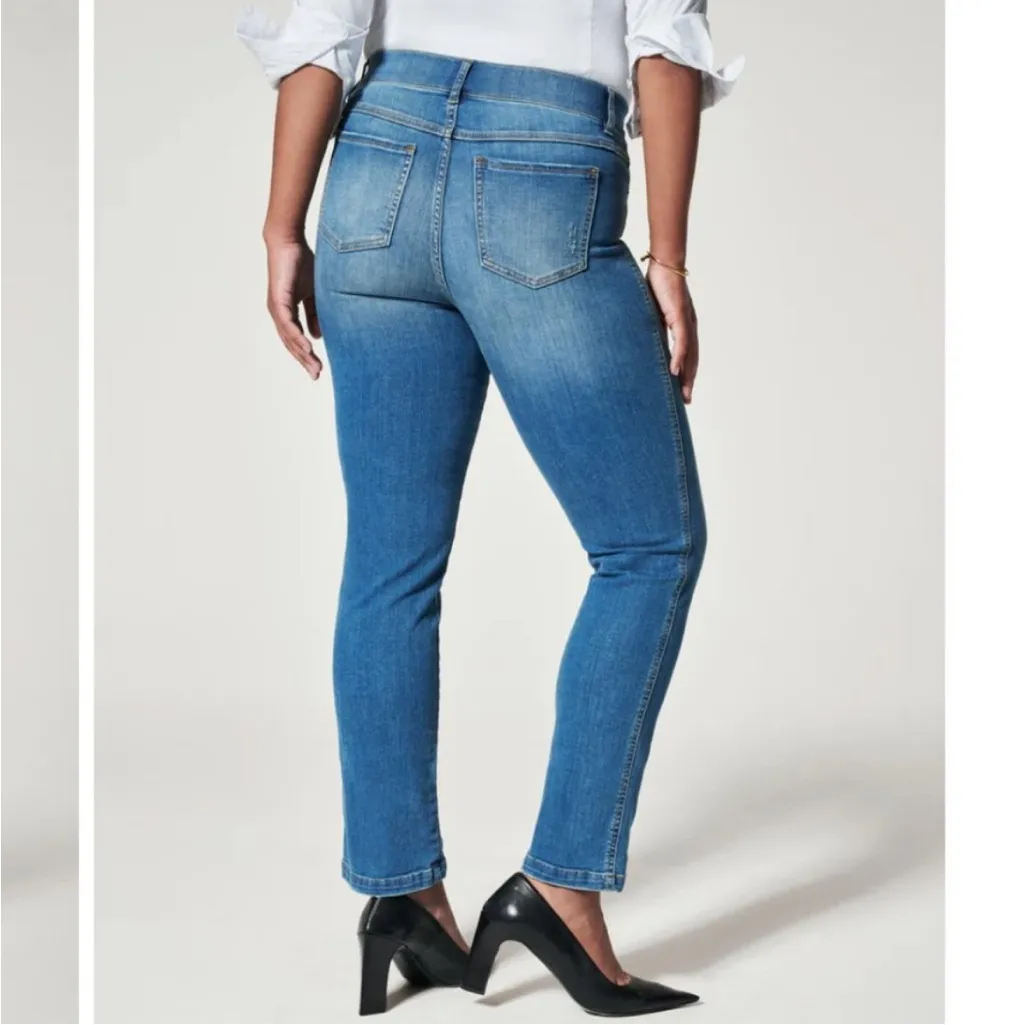 Womens SPANX Ankle Straight Leg Jeans in Vintage Indigo - Image 4