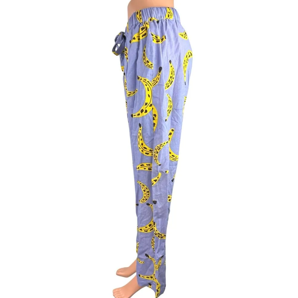 Periodical Blue Cool Bananas Straight Pull On Sleepwear Pajama Trousers Pants M Size M - Image 2