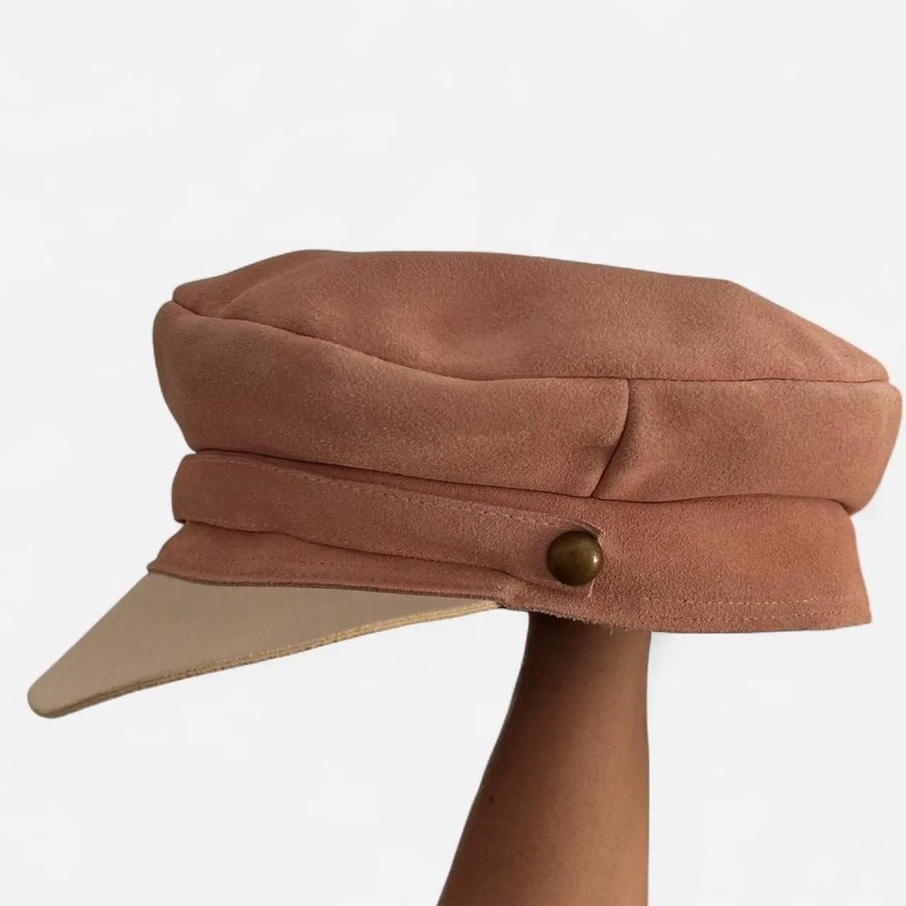 Lack of Color Lola Peach Cream Suede Newsboy Cap Coquette Slouch Hat Large 59cm - Image 6