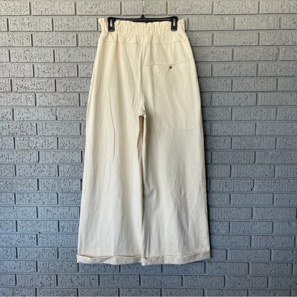 NWT Free People Palma Pants in Seed Pearl Cream Wide Leg Size Small - Image 6