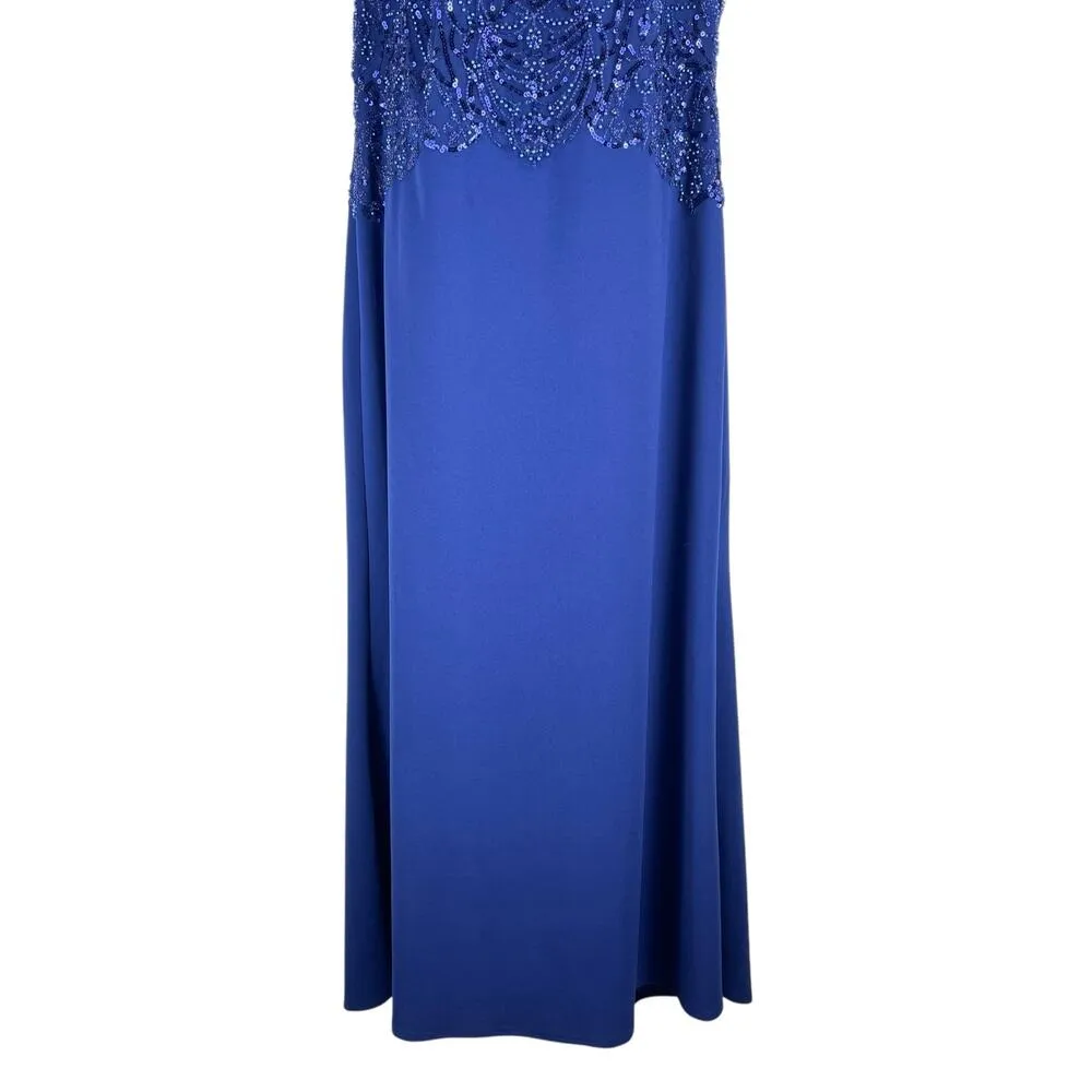 Tadashi Shoji Too Edry Embellished Crepe Gown Blue Size 16Q - Image 8