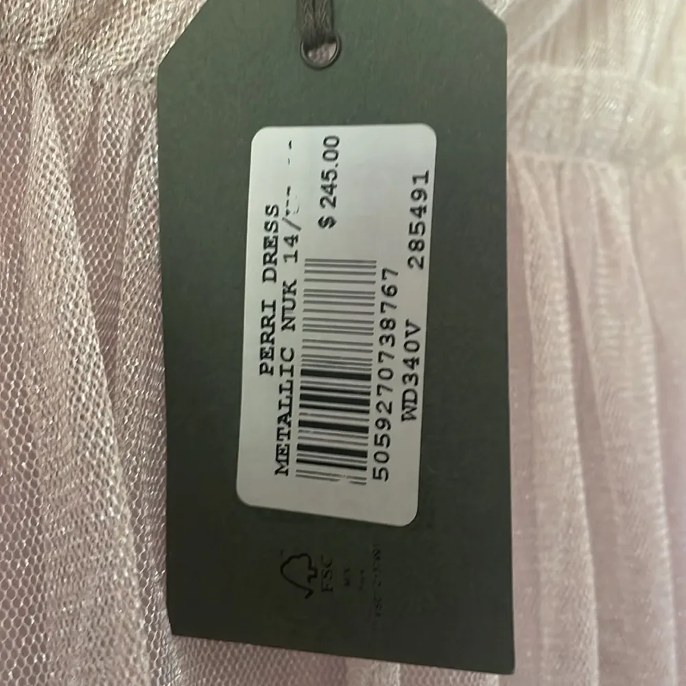 ALLSAINTS - Perri Metallic Nuk Pink Tulle Mini Dress Size US 10 New With Tags - Image 8