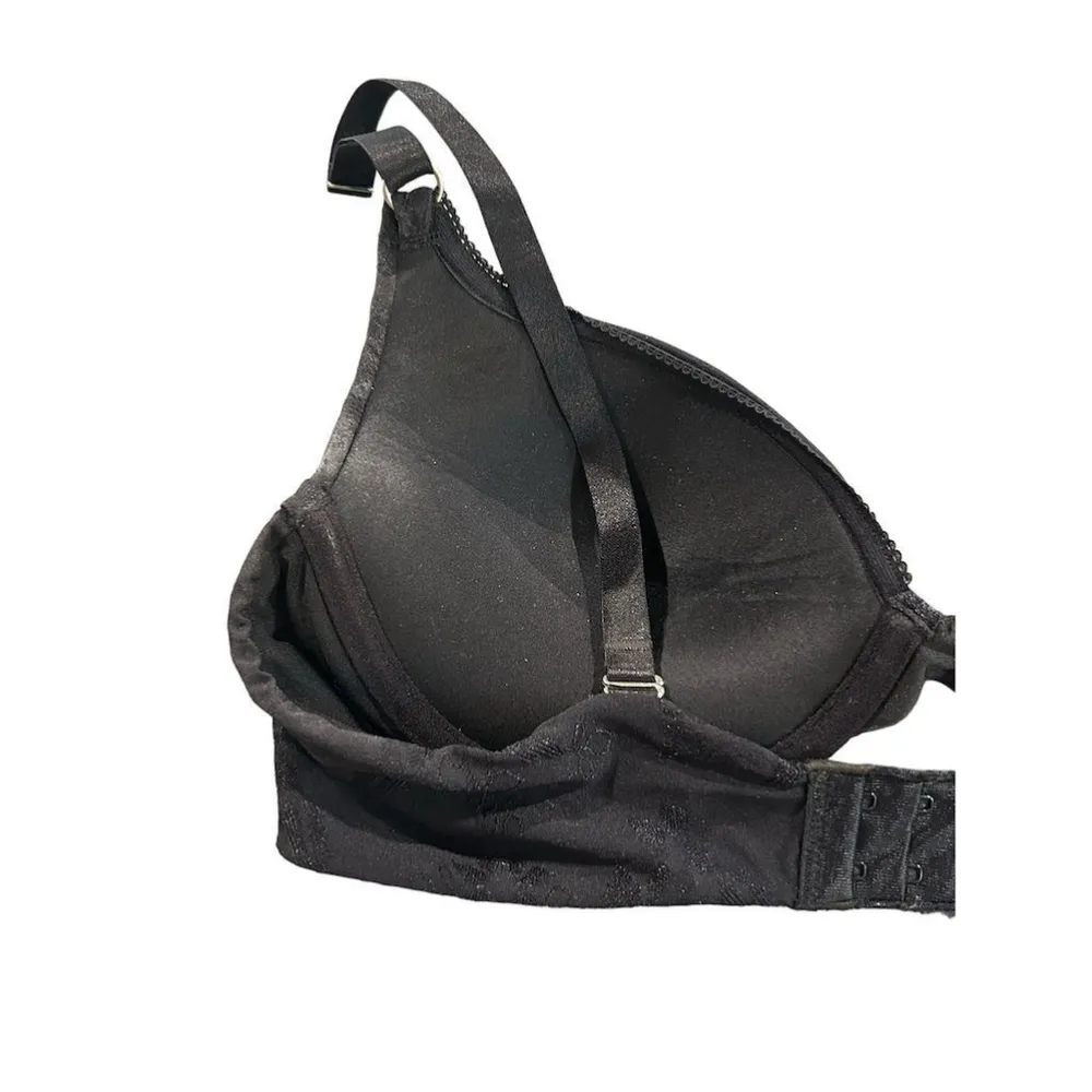 Vanity Fair Push Up Bra Women's Size 36C Black Lace Plunge Neckline Padded - Image 7