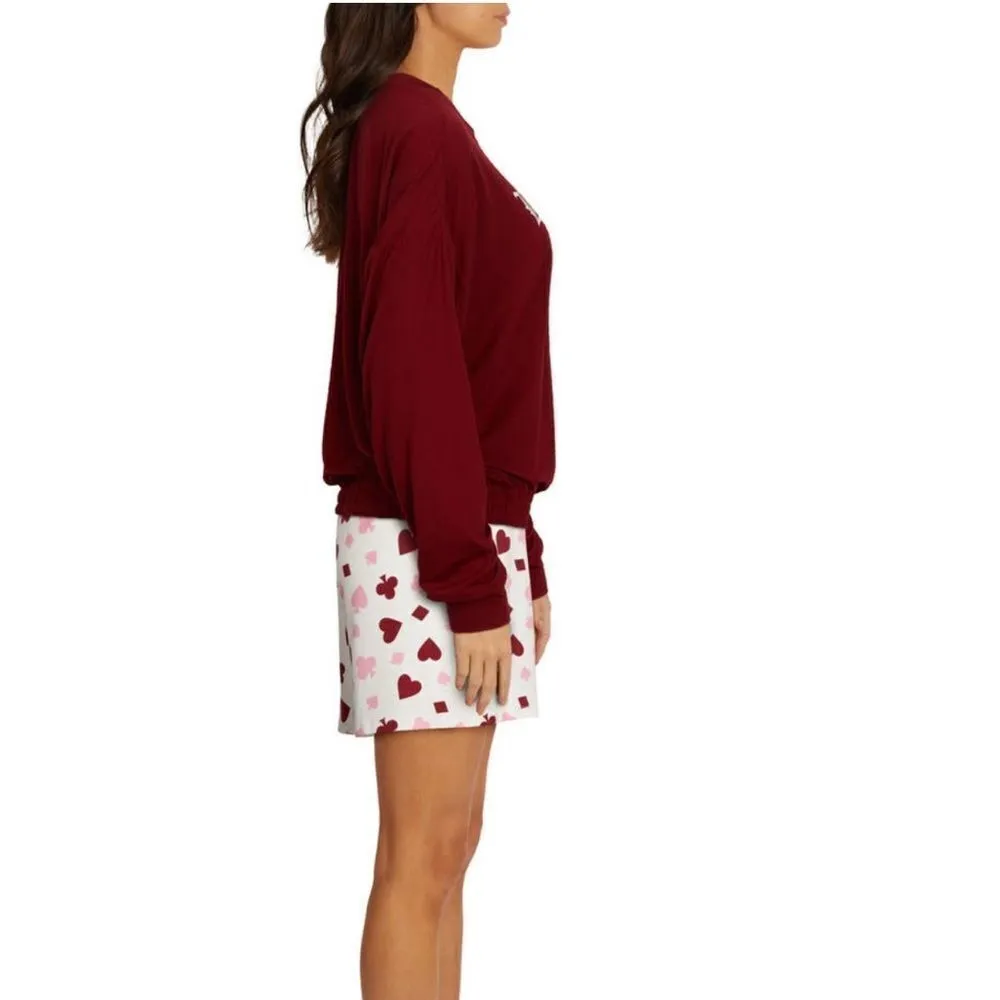 WILDFOX‎ Love's a Gamble Shorty Pajamas Set, 2 Piece, Red Hearts, Large, NWT - Image 4