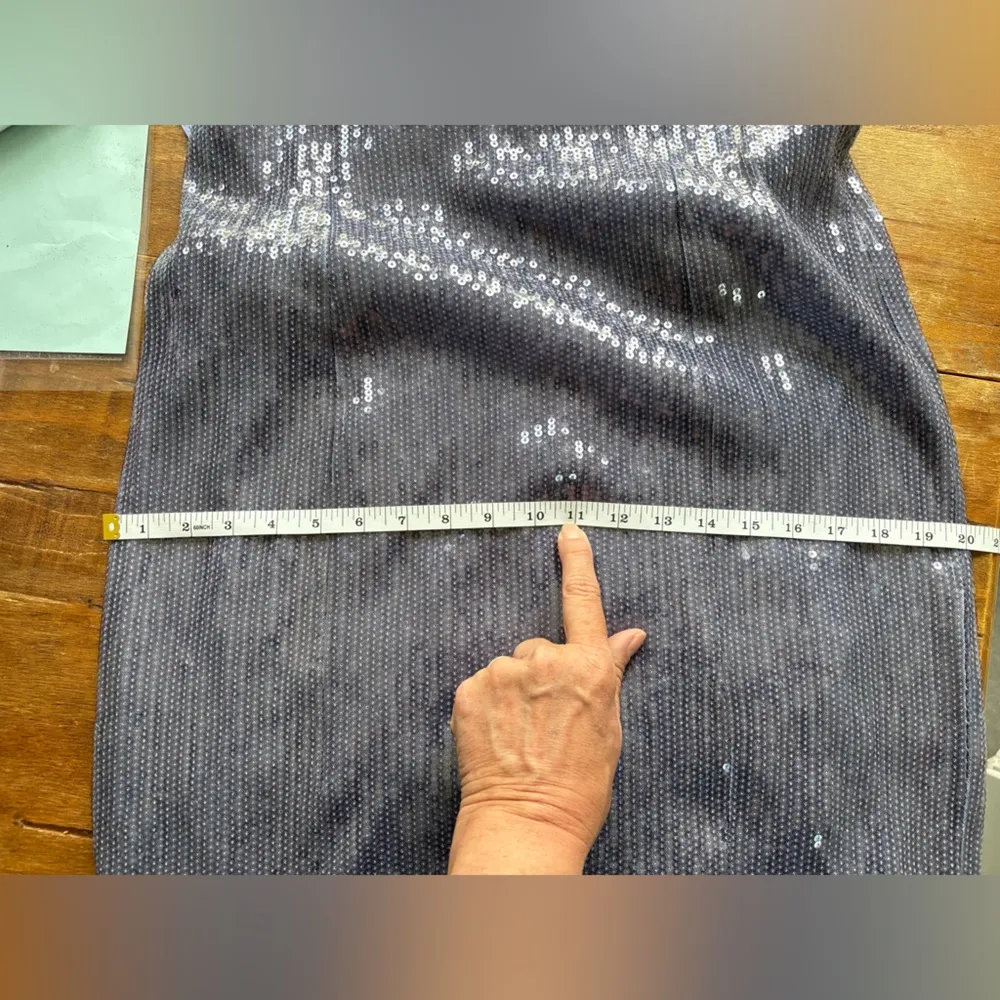 Pilcro Sequin‎ Slim Midi Dress Blue Gray Large Anthropologie - Image 10