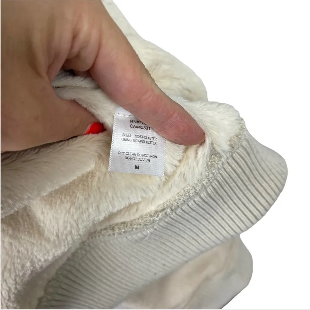 Chaser Faux Fur Lined Faux Suede Cropped Full Zip Jacket in Beige Size Medium - Image 12