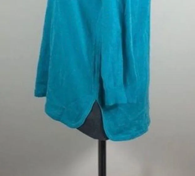 Sz L Gorgeous Teal Sweater Viscose Nylon Wool Blend Machine Washable - Image 8