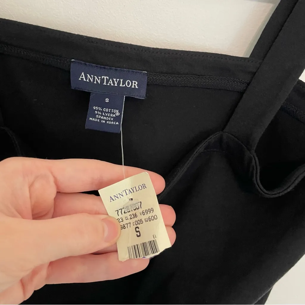 NEW NWT VINTAGE VTG ANN TAYLOR Solid Black Square Neck Cotton Crop Top Tank Top - Image 5