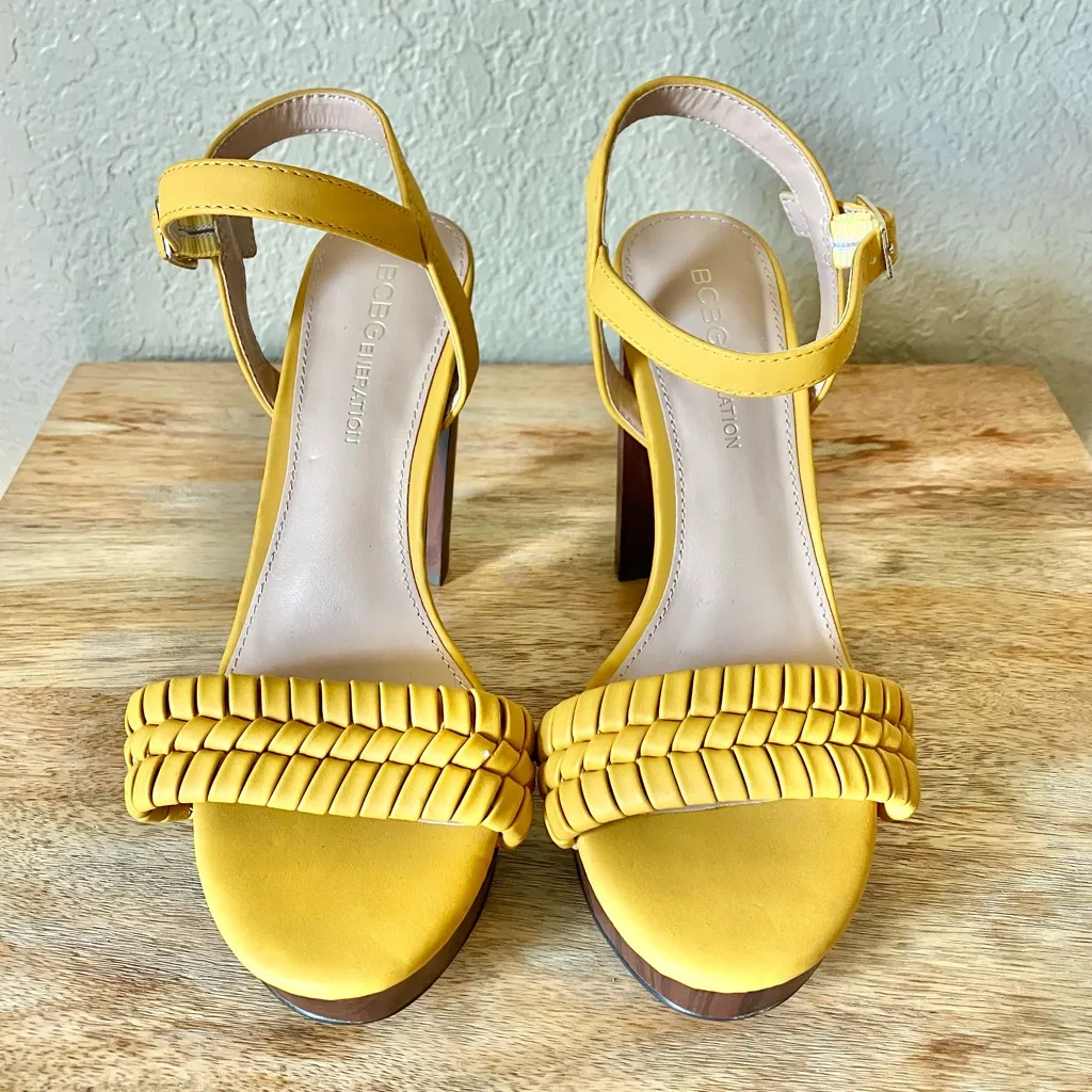 NWOT BCBGeneration matte mustard heels - Image 2