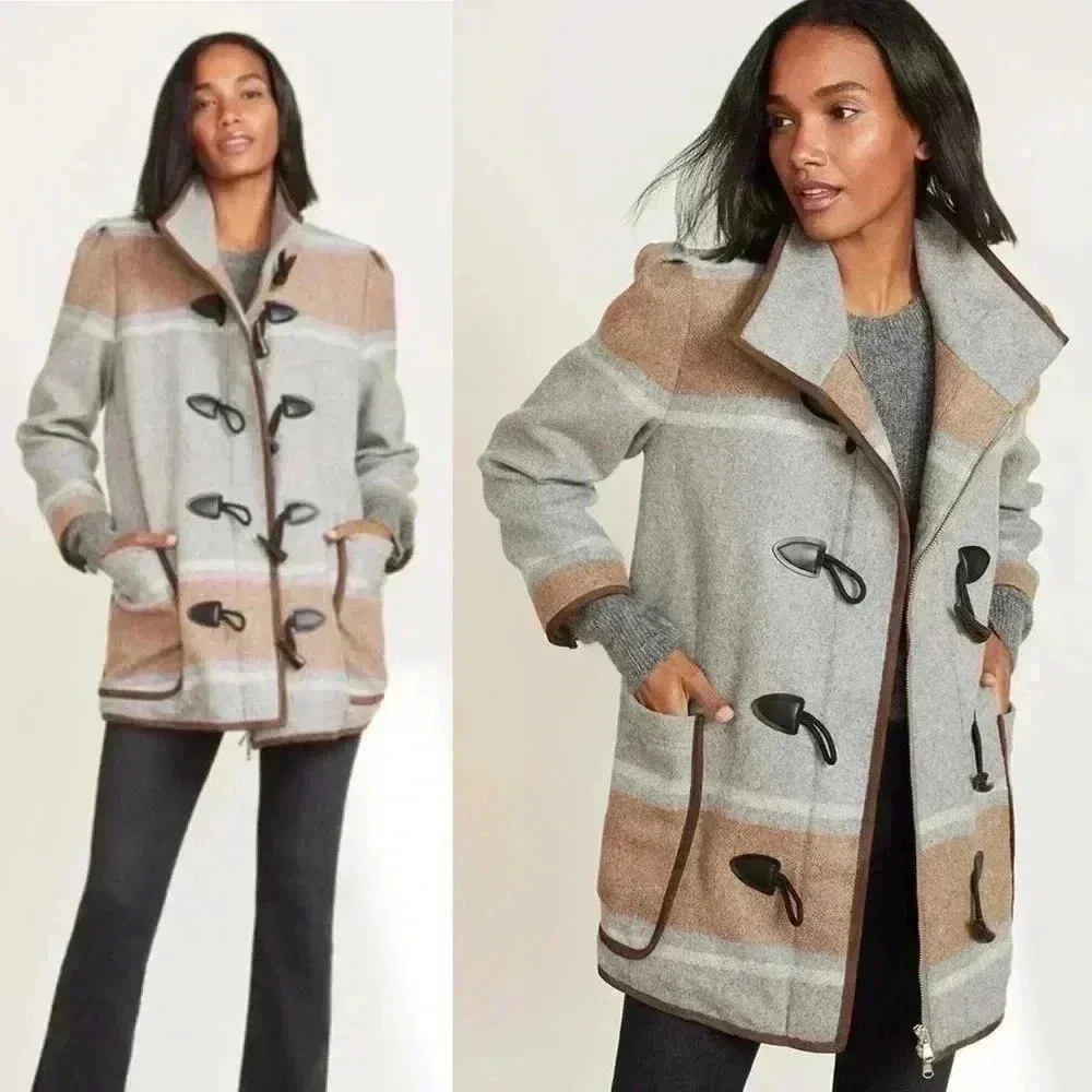 Veronica Beard - Flint Dickey Wool-Blend Coat Camel Grey Multi Size Medium NWT - Image 5