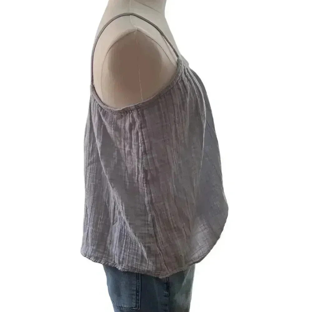 H&M Women XS Tank Blue Cotton Gauzy Coastal Cottage‎ Boho Comfort - Image 7
