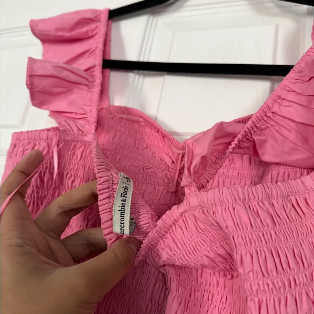 Abercrombie and Fitch Baby Pink Ruffle Half Sleeve Maxi Dress - Image 7