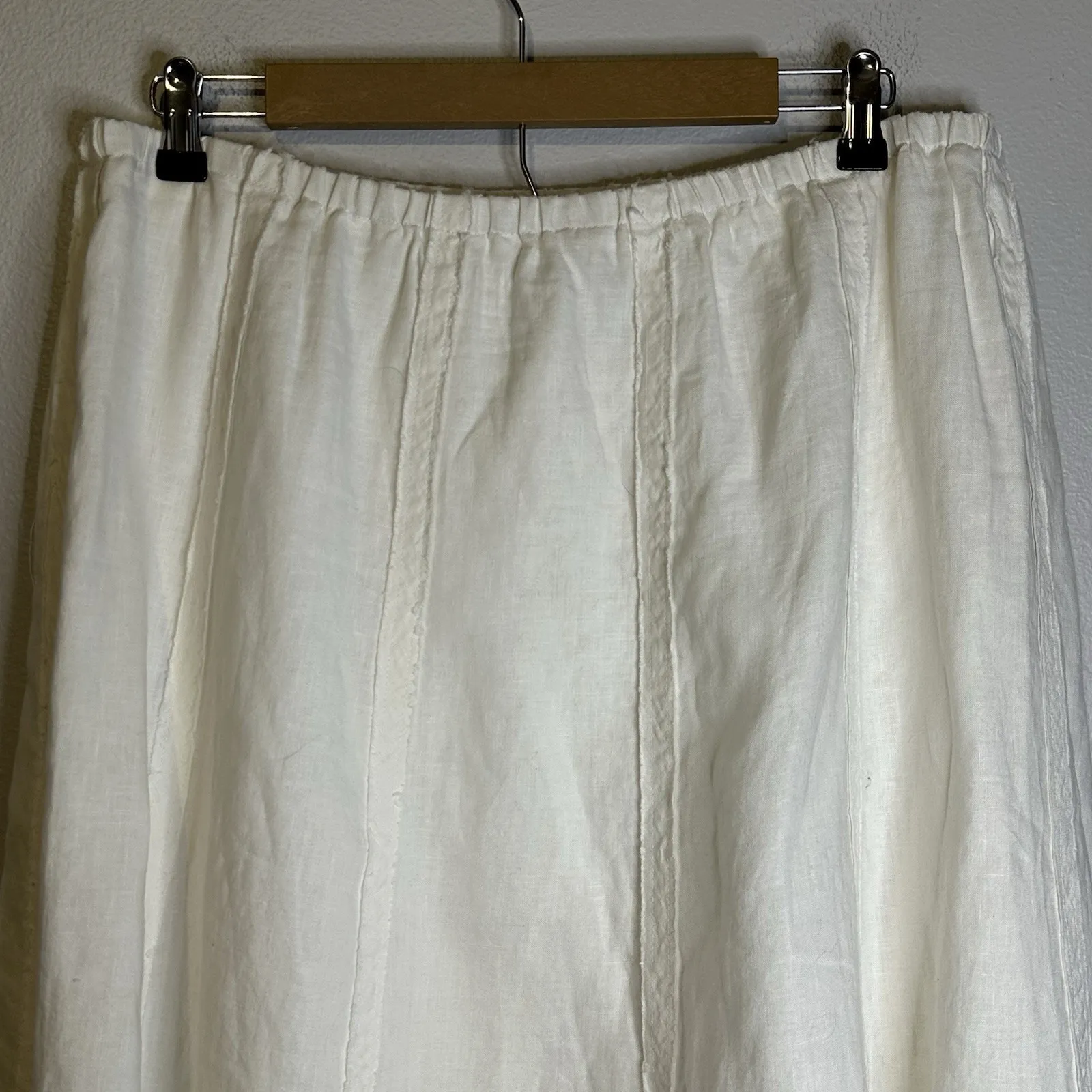 Soft Surroundings Linen Skirt Raw Hem Lined Bohemian Church Minimalist White New - Image 3