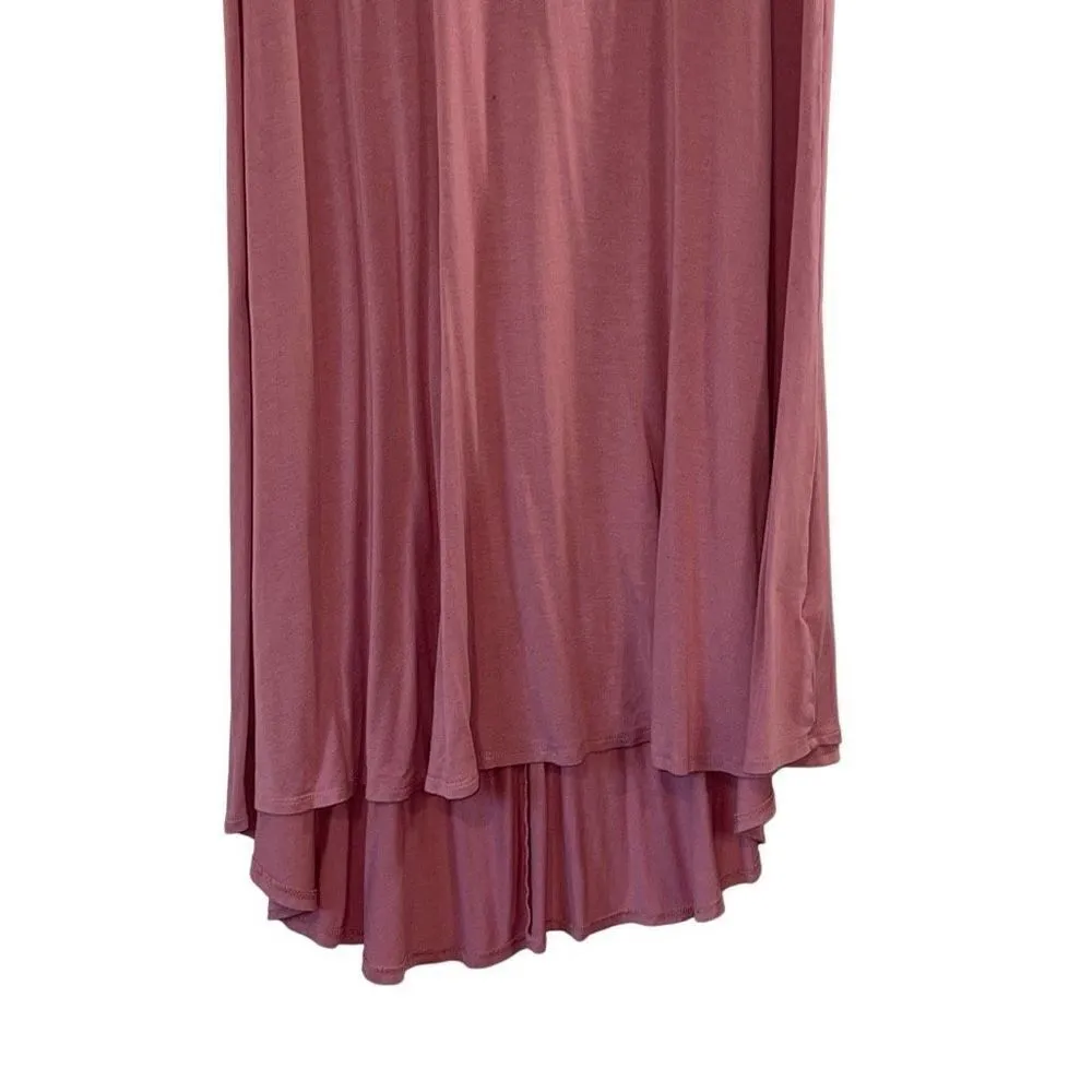 Lularoe Womens Hi Low Dress Round Neck Short Sleeve Midi Casual Pink Size Medium - Image 3