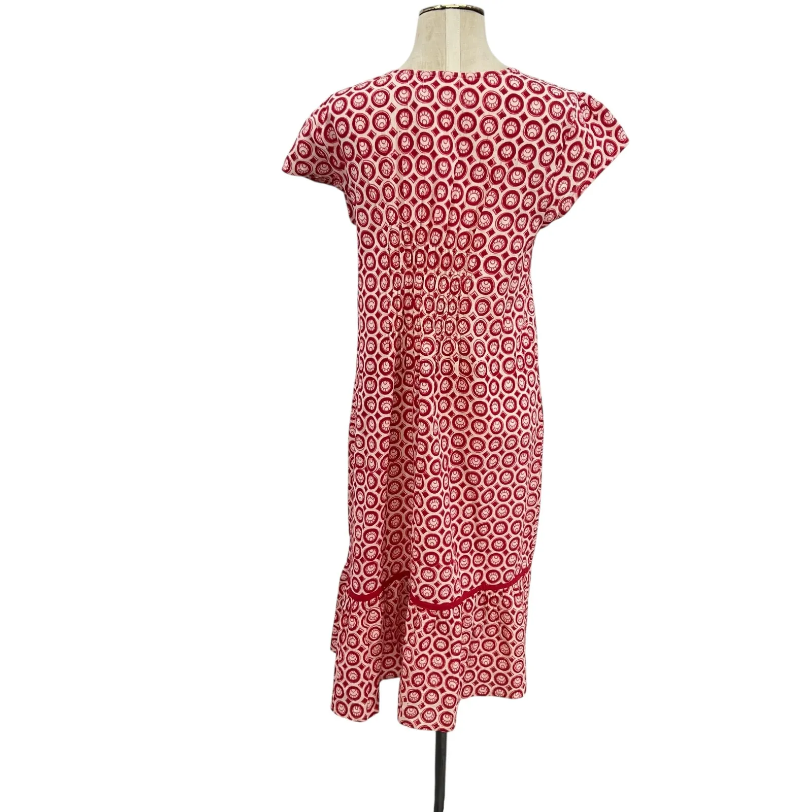 Mata Traders Lakeshore Dress Cotton Circle‎ Printed Red White Size XL - Image 6