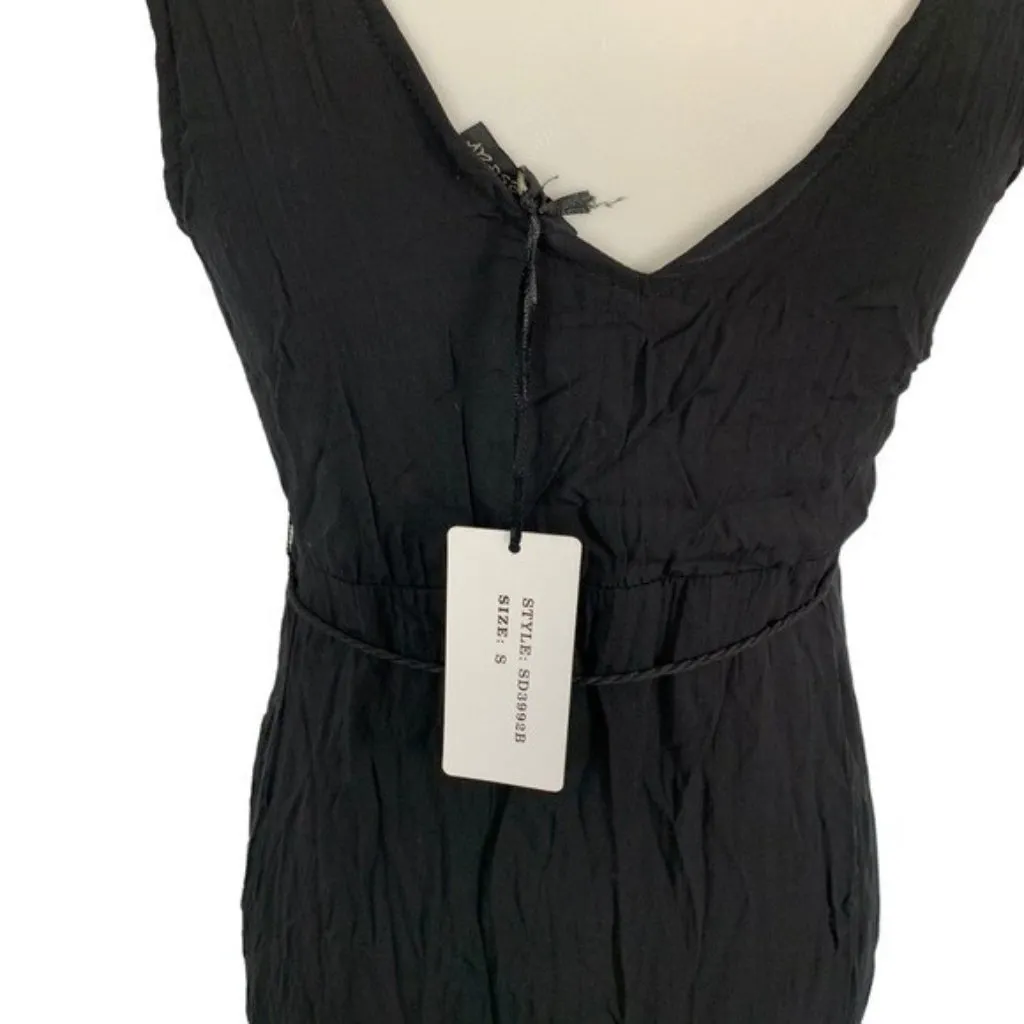 Shinestar Black Crinkle Sleeveless Maxi Dress Women’s Small V-Neck Boho‎ Style - Image 6