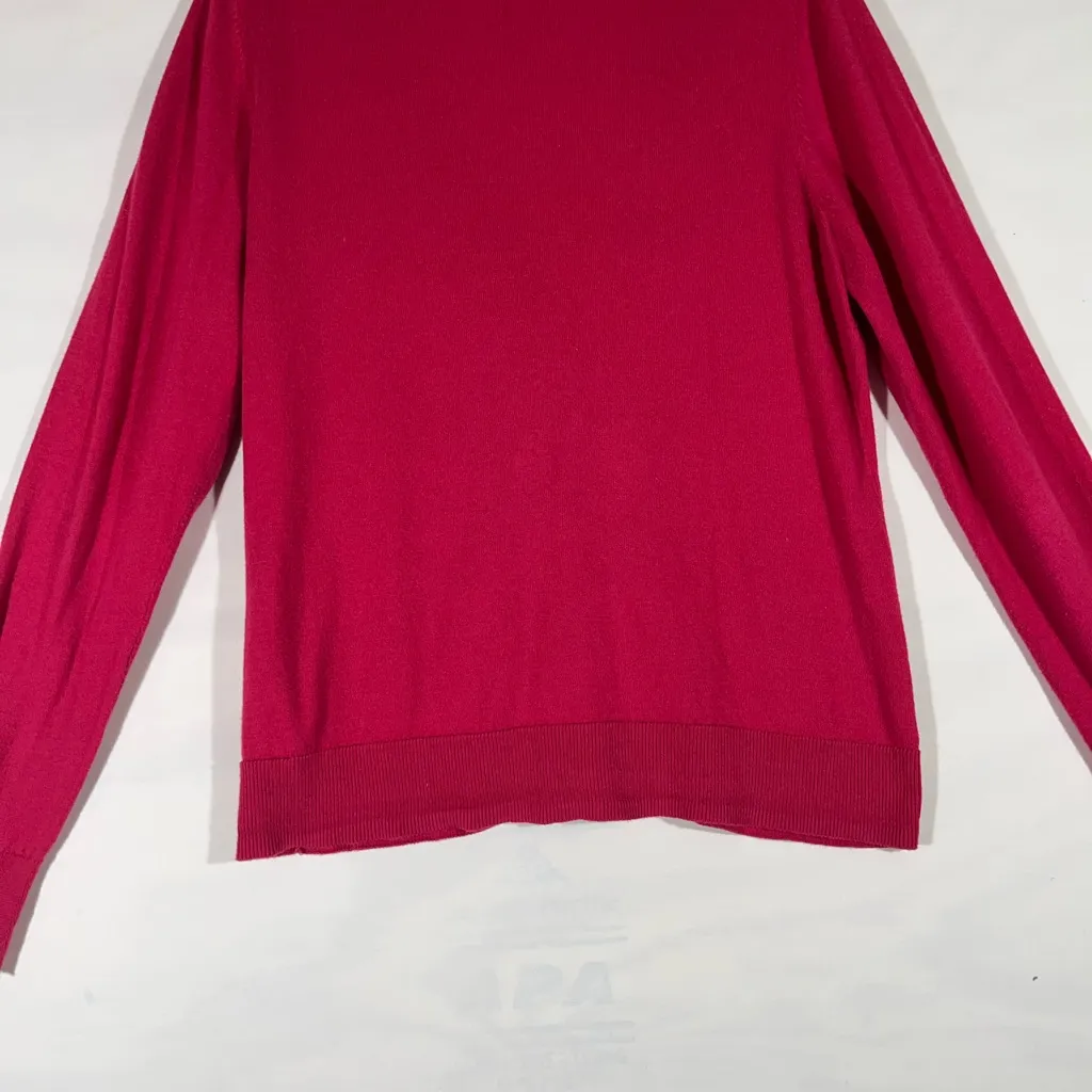 OLD‎ NAVY V NECK LONG SLEEVE CARDIGAN 100% COTTON BUTTON UP SZ L FUCHSIA PREOWN - Image 2
