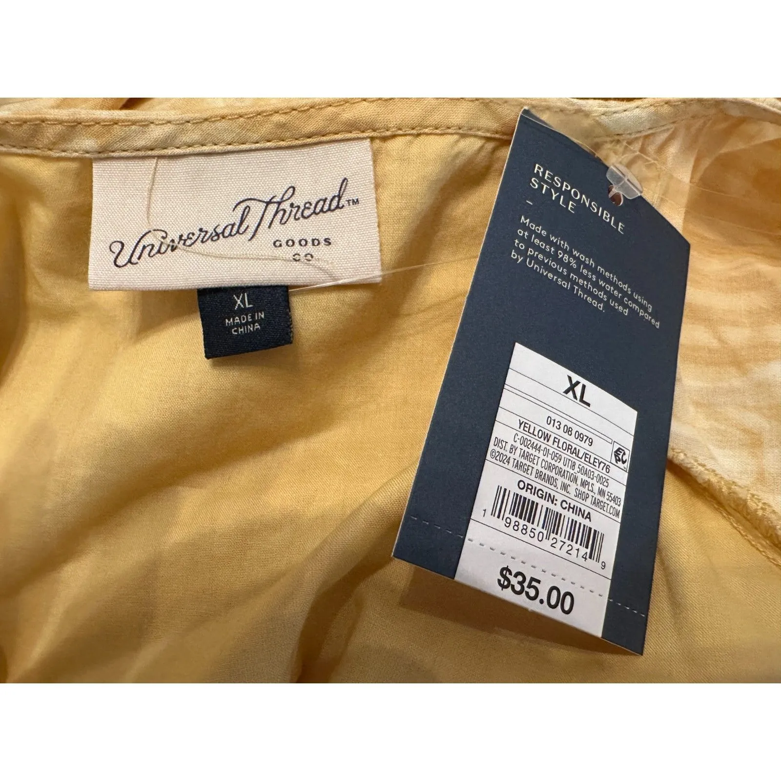 Universal Threads Universal Thread Yellow Boho Midi Dress Size XL NWT - Image 4