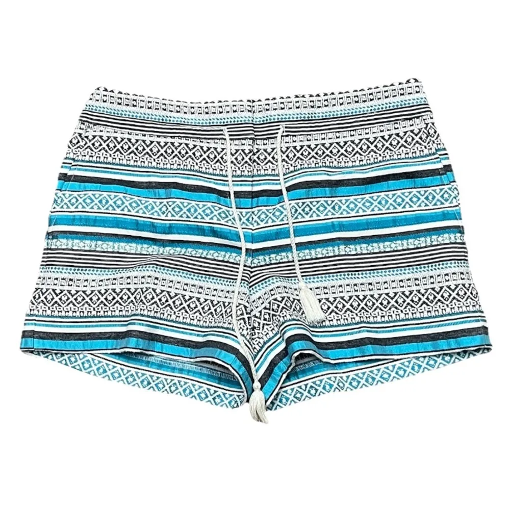 Ann Taylor Loft Womens Shorts 10 Blue Midnrise  Riviera Boho Aztec Tassels Tribe - Image 2