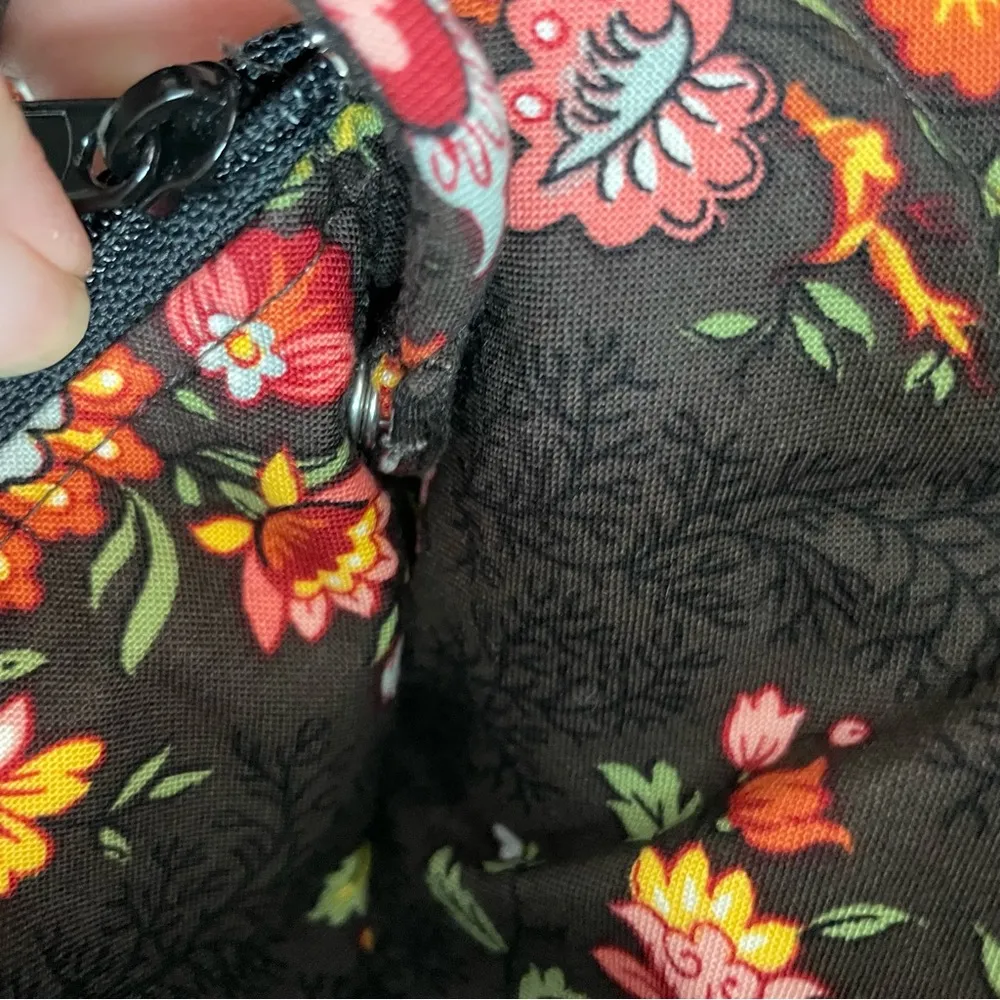 Vintage Vera Bradley Wallet Purse Crossbody Credit Card ID Pen Chocolate Floral - Image 10