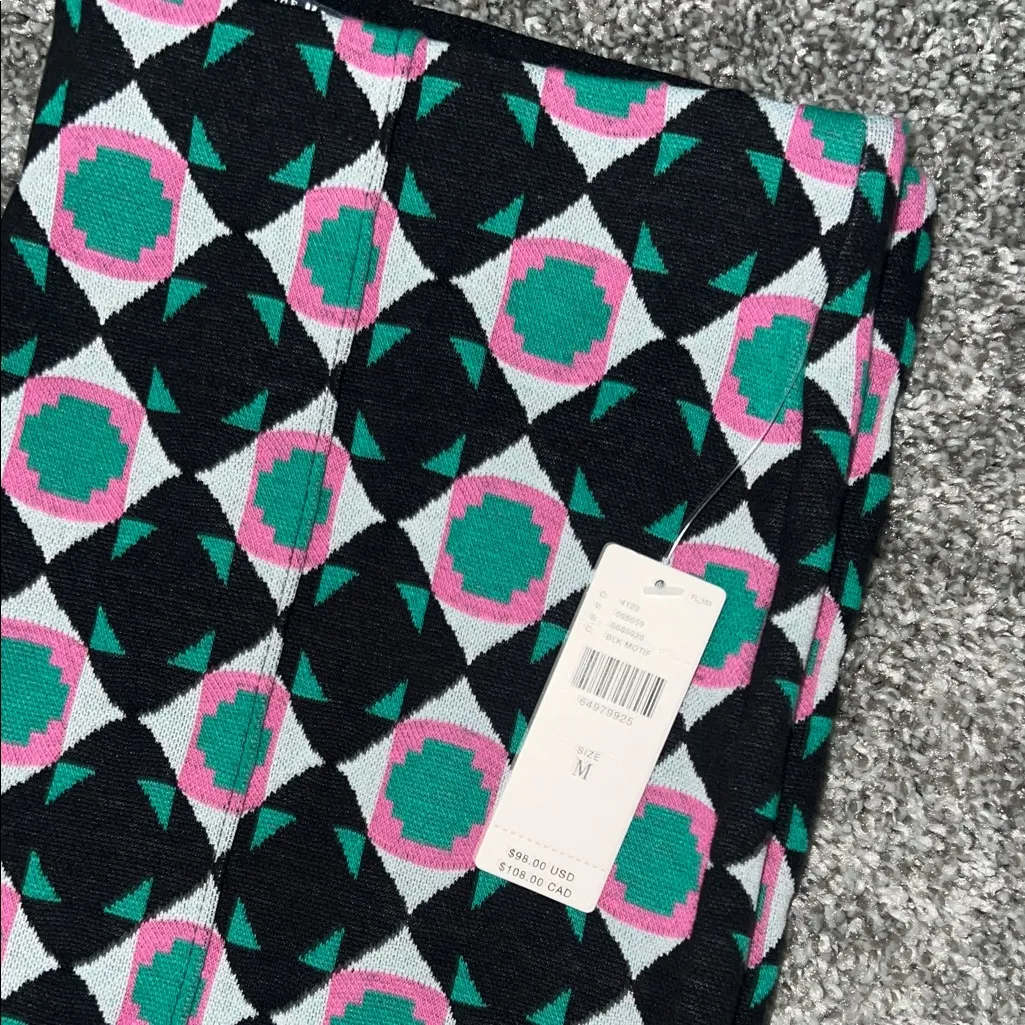 Anthropologie Maeve Margot Kick Flare Cropped Pants Geometric Black Motif Medium - Image 6