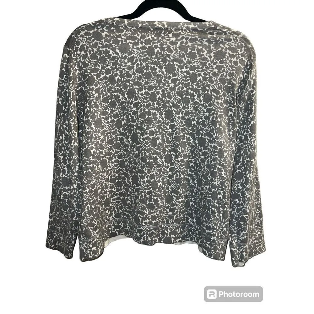 ✨Boden Cropped Button Down Grey Floral Sz 16 Cardigan✨ Gray - Image 7