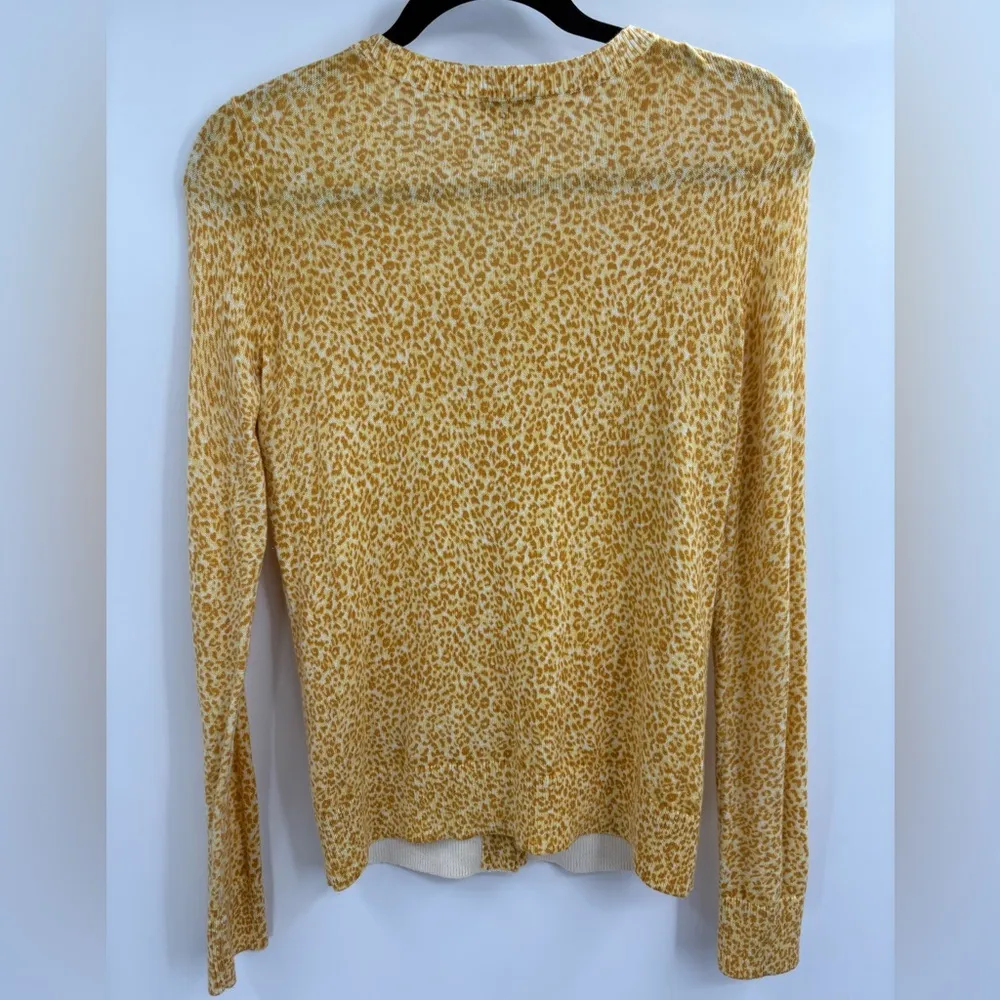Talbots Cotton Angora Blend Golden Yellow cheetah leopard Cardigan Sweater Small - Image 10