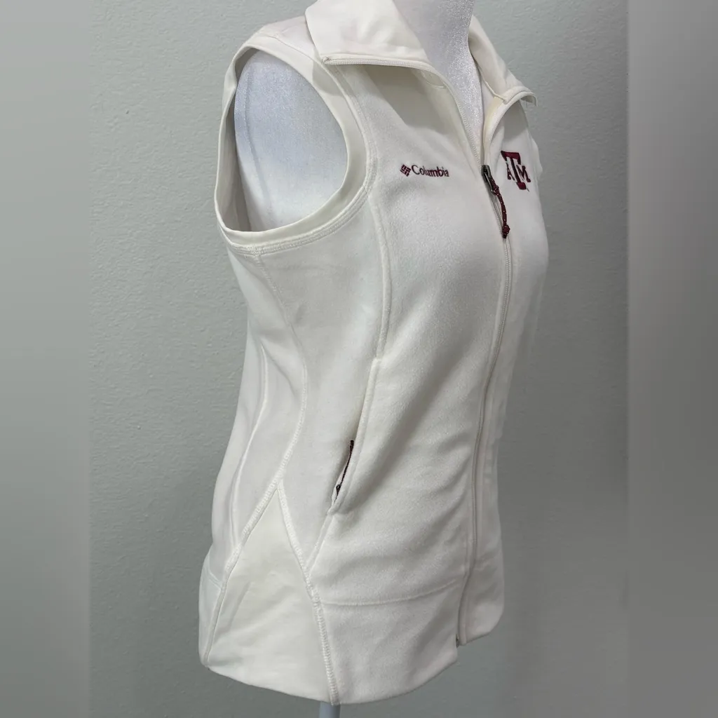 Columbia Texas A&M Aggies Cream Fleece Vest with Embroidered Details Size S - Image 4