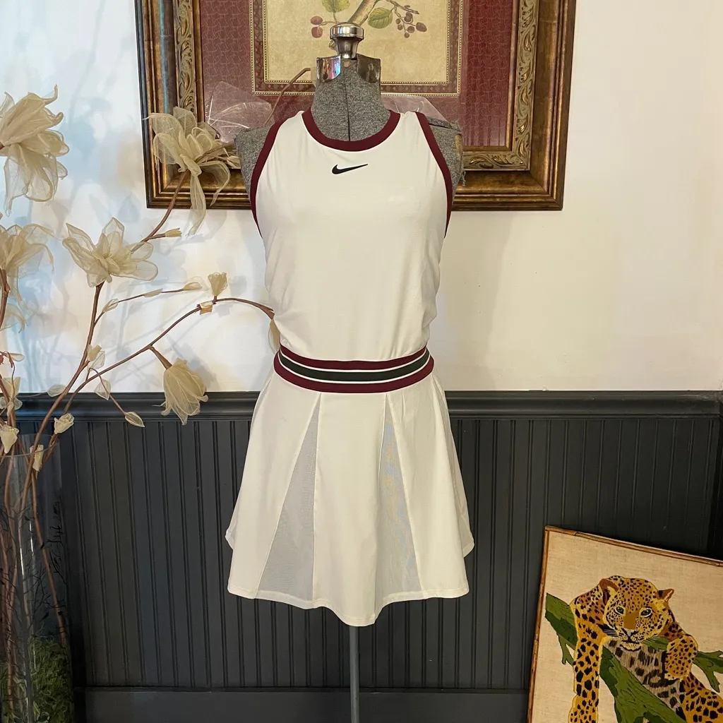 Nike Court Dri-Fit Slam Tennis Dress Back Cut Out Mesh Pleats - Sz XL 🧡🎀 - Image 4