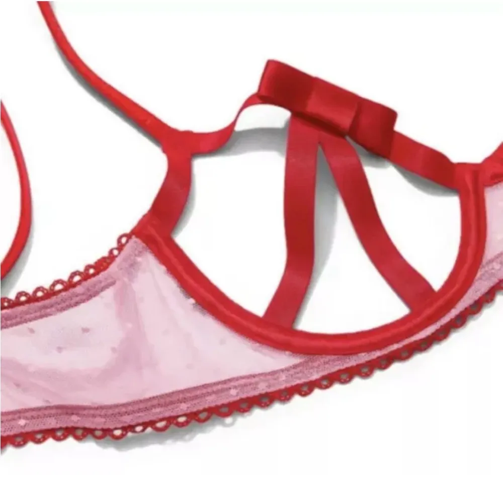 Victoria's Secret-Red Caged Cut-Out Open Underwire Bra/Lingerie W/Bow
Large  NWT - Image 3