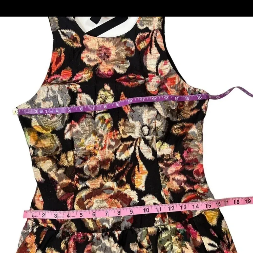 Anthropologie Leifsdottir Adelita Floral Shimmer Brocade Fit Flare Mini Dress 4 Red - Image 3