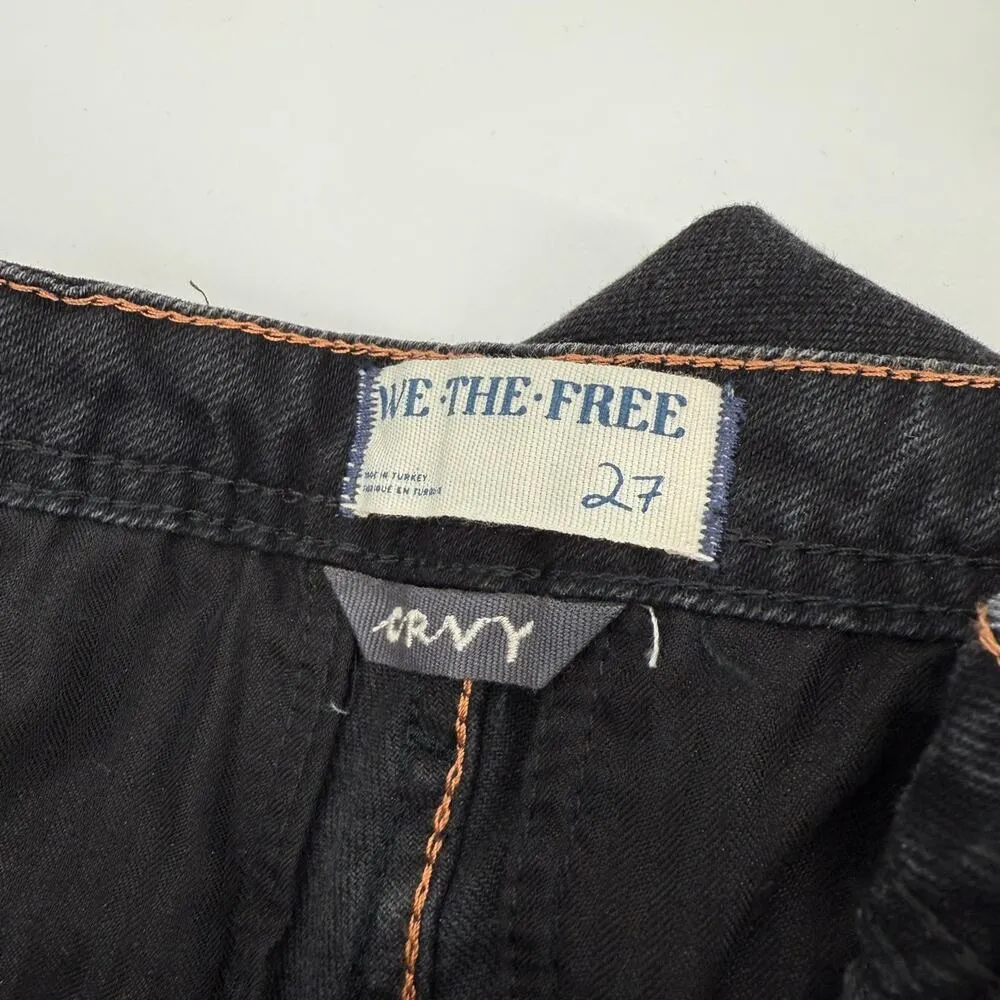 WE THE FREE Jeans Size 27 Free People NWT Crvy Mona High Rise Flare Black Slit - Image 10