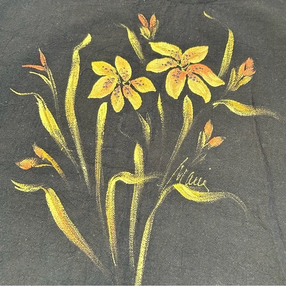 Vintage Celine Hand Painted Maui Tunic Cap Sleeve Top Size Black Size XL - Image 2