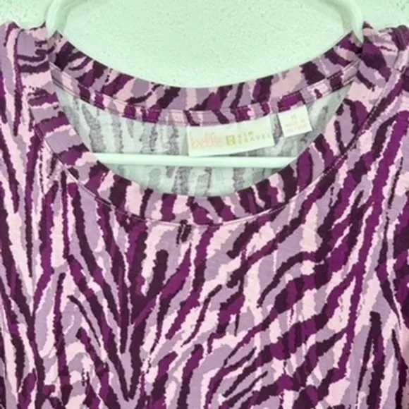Belle by Kim Gravel‎ Purple Zebra Print Long Sleeve Top Women's Size M Casual Size M - Image 3