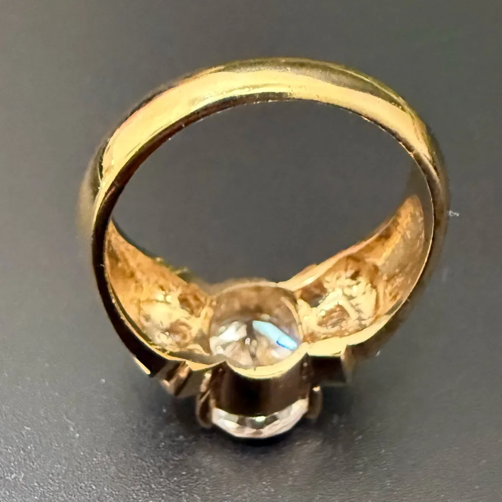 Vintage RF Peak 925 Gold Over Sterling Silver Oval CZ Solitaire Ring Size 8 8g. - Image 7