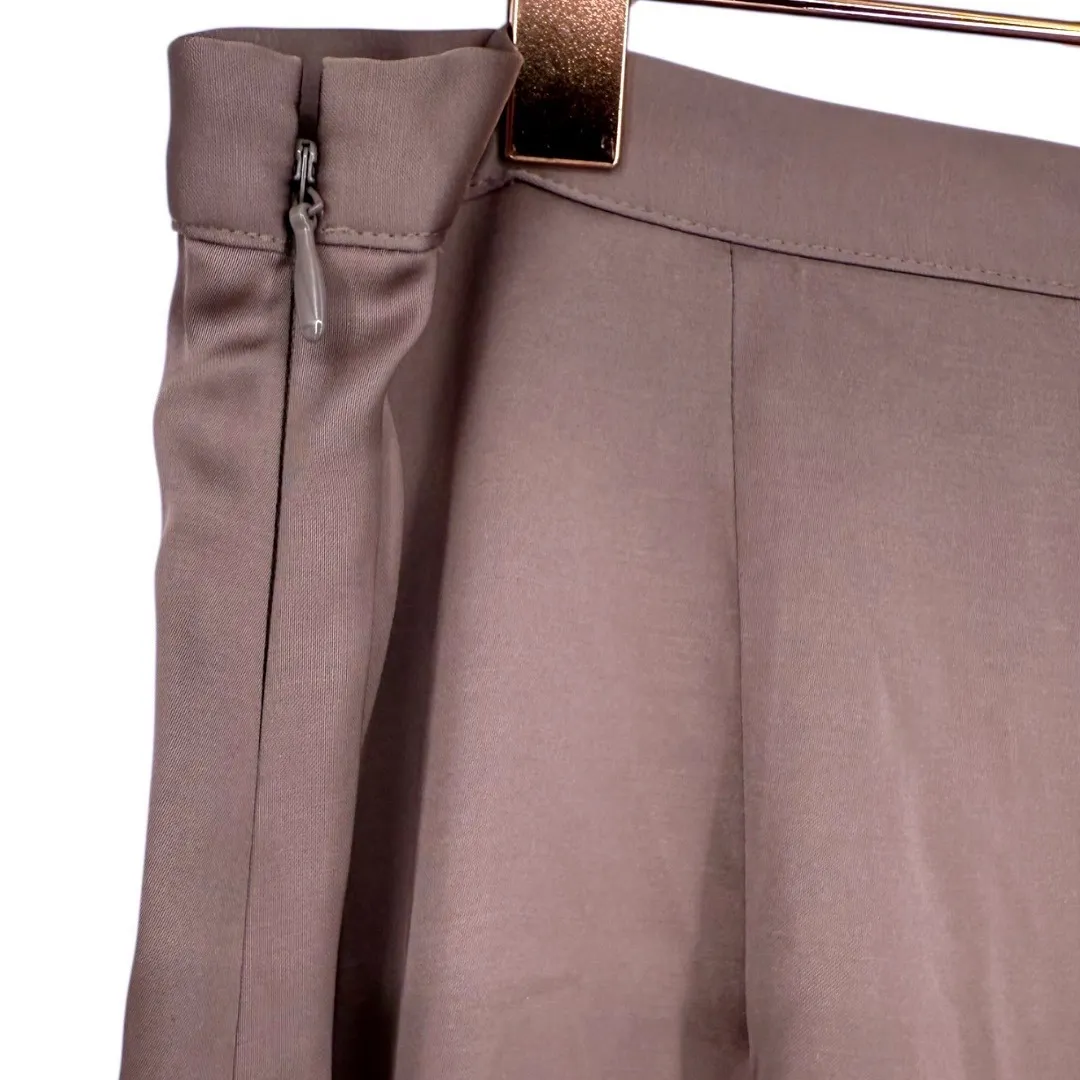 NWT H&M Women's Satin Twill Asymmetrical Hem Midi Skirt Dark Mauve Size 10 - Image 9