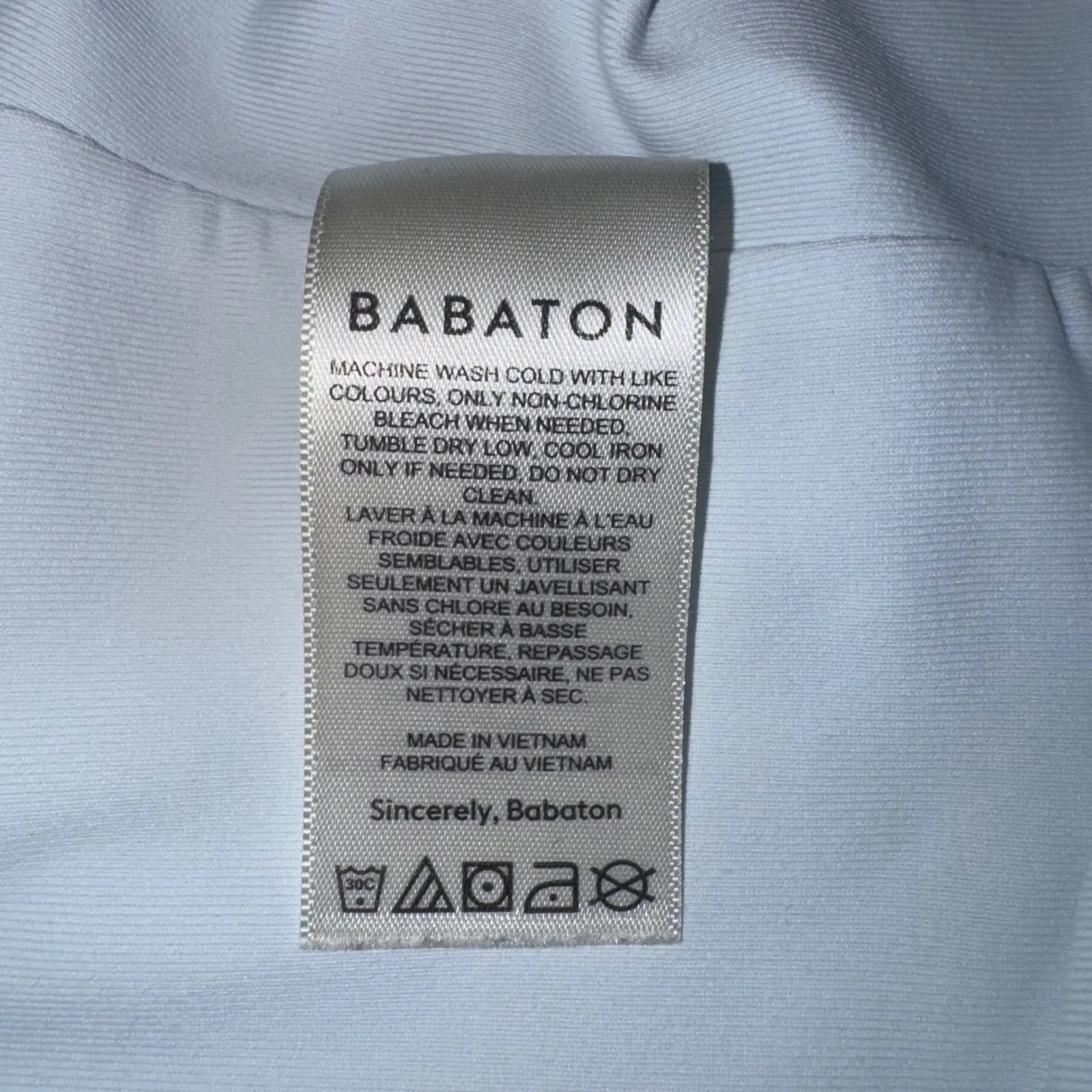 BABATON Long Sleeve Square Neck Thong Bodysuit Light Blue Size‎ L - Image 5