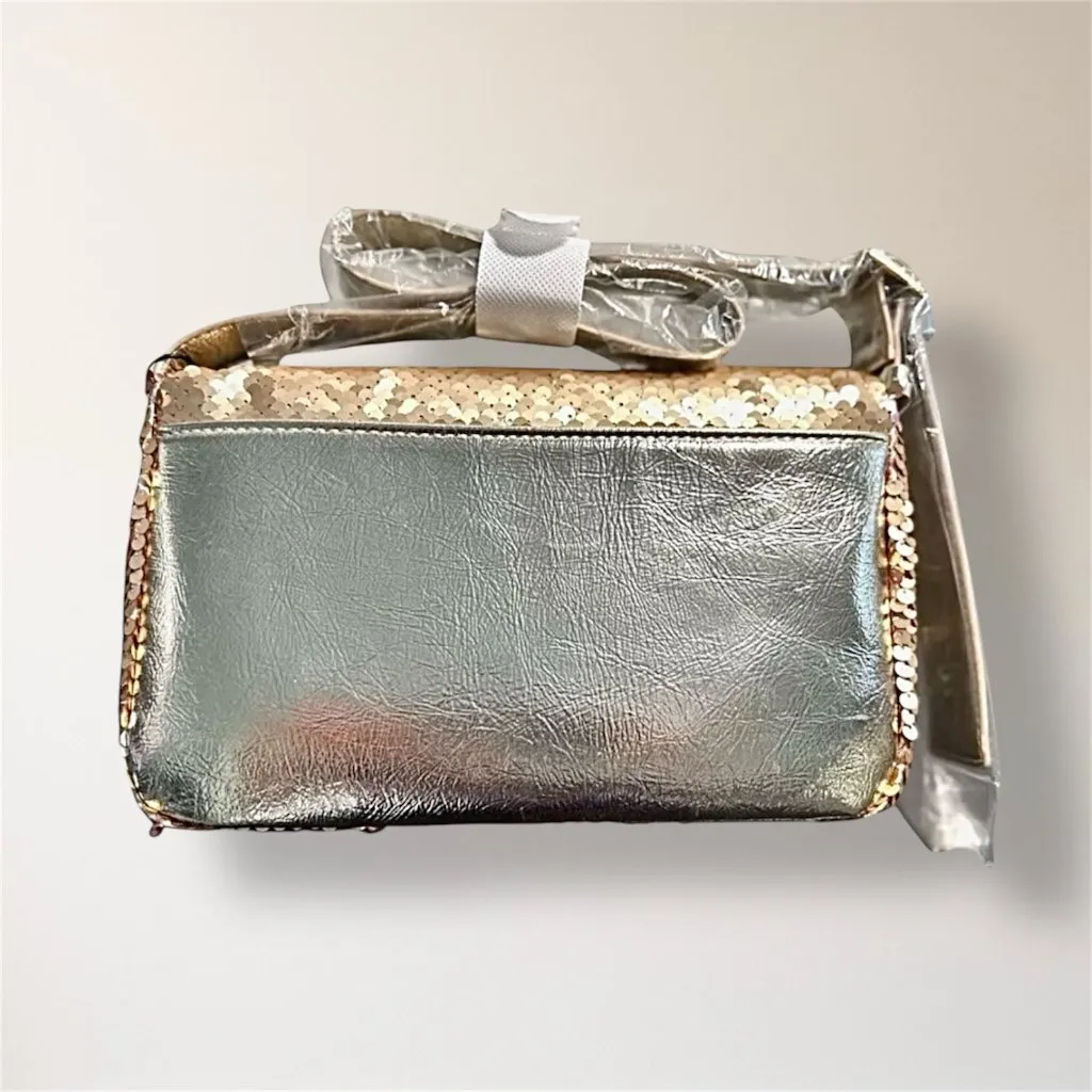 New Nicole Miller Gold Sequin‎ Shoulder Bag Clutch Evening Purse Holiday Party - Image 5