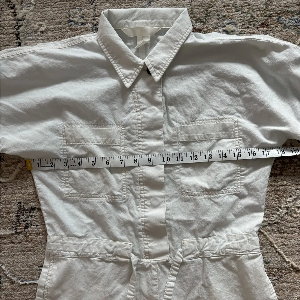 H&M Womens Utility Chino Romper Coverall Pockets White Size‎ XS - Image 5