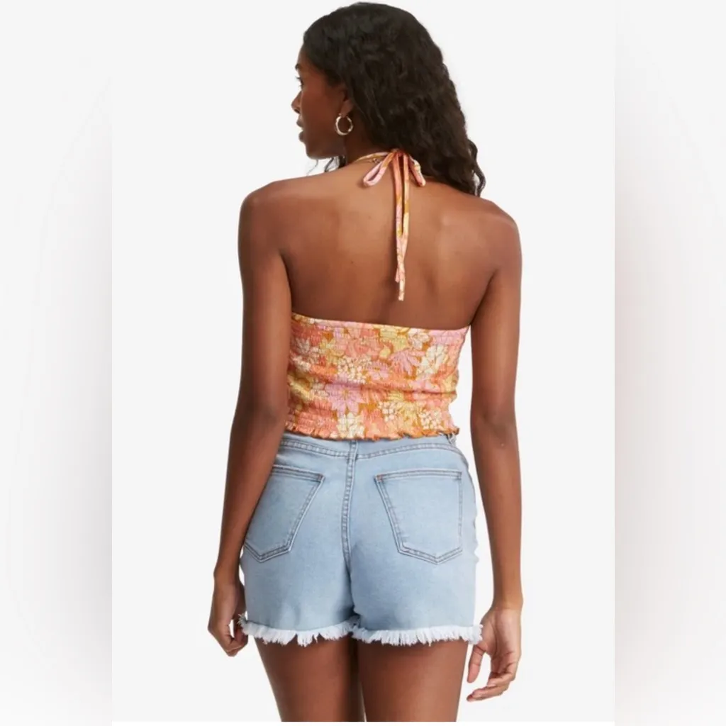 Billabong Pink and Orange Smocked Top - Image 3