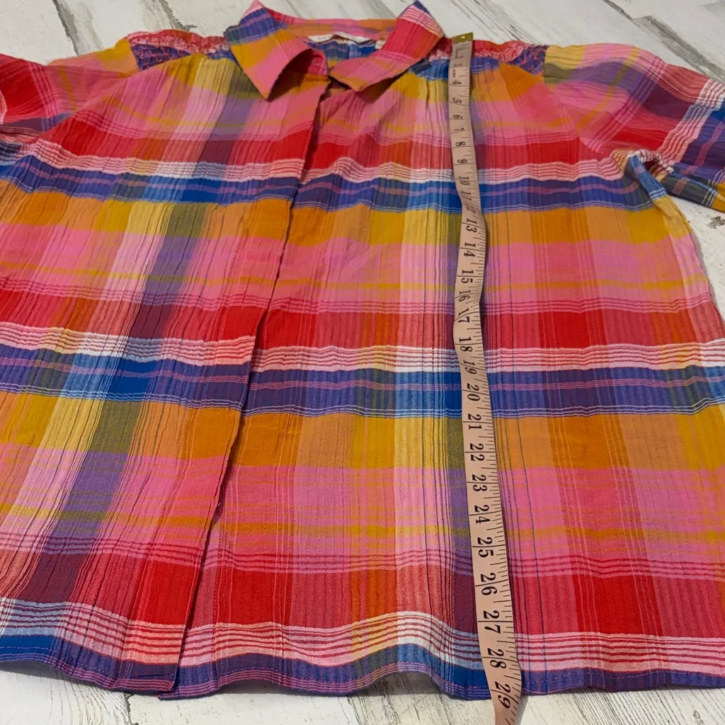 Soft Surroundings Sansonne Multicolor Plaid Button Down Shirt Size XL - Image 10