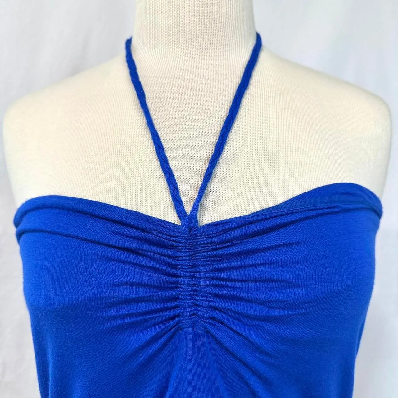 OLD NAVY Blue Halter Neck Tank Top Built In‎ Shelf Bra Womens M 2000s Y2K Summer - Image 2