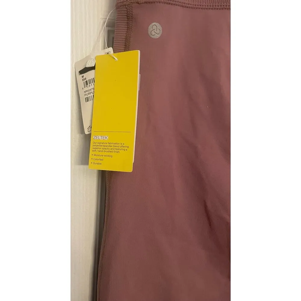 NEW Zella Moto Ribbed High Waist Ankle Leggings - Purple Taupe - A41 - Image 6