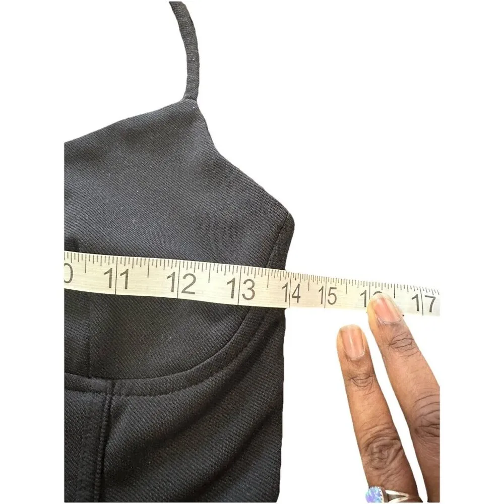 Zara Y2K Corset Bra Crop Black Top Size M Spaghetti Strap Ruched Back Gothic - Image 6