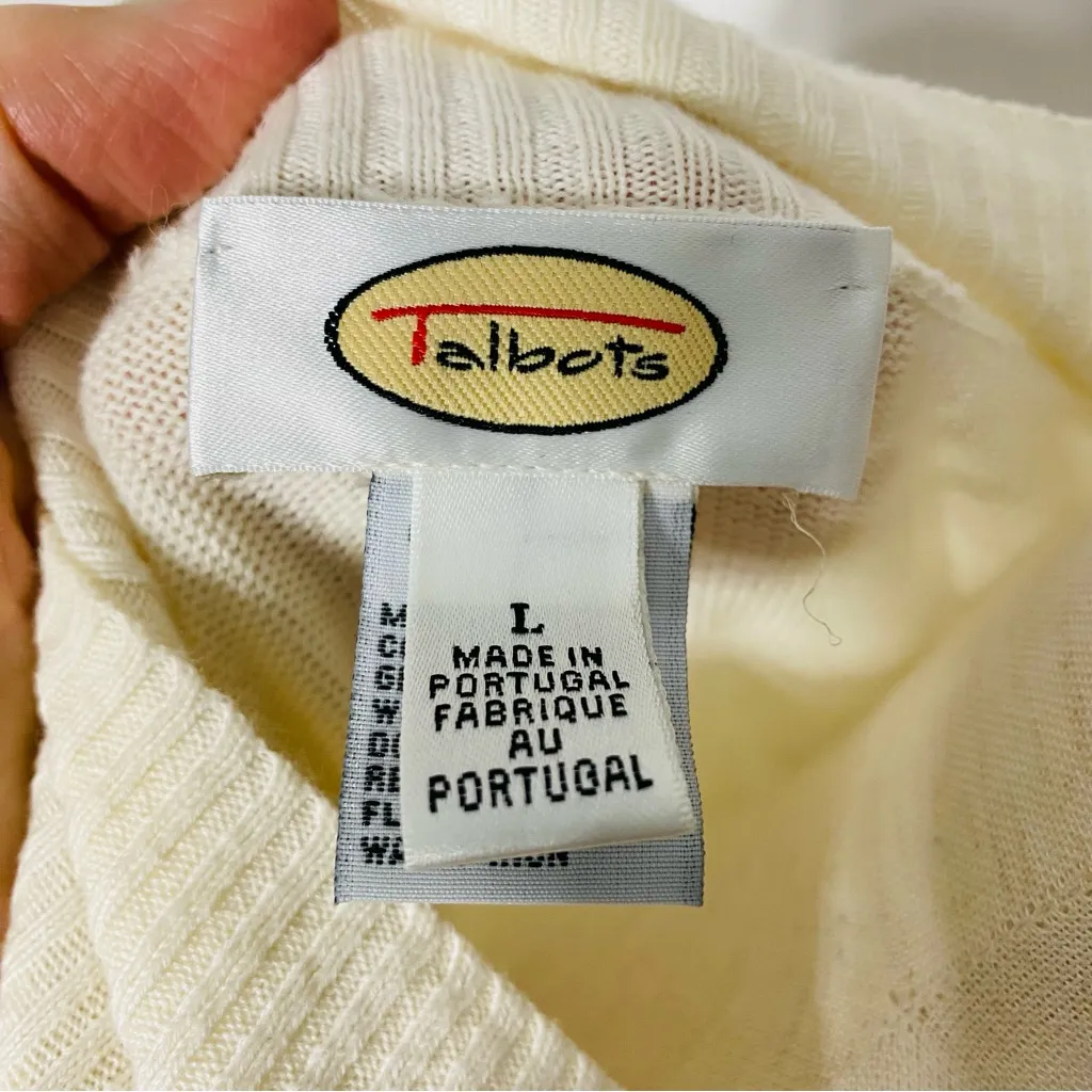 VINTAGE TALBOTS Beige Mock Neck Sweater Knit Top - Image 7