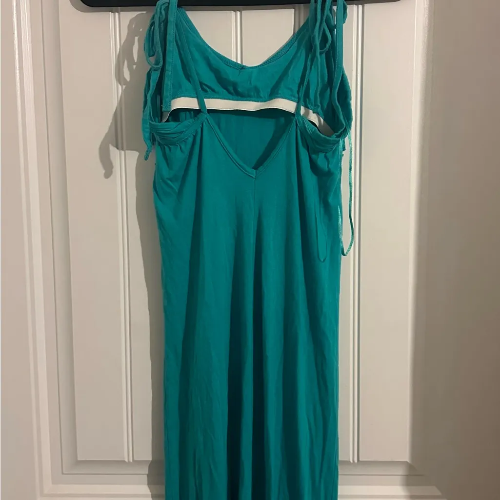 Teal Fringe Sleeveless Dress - Image 3