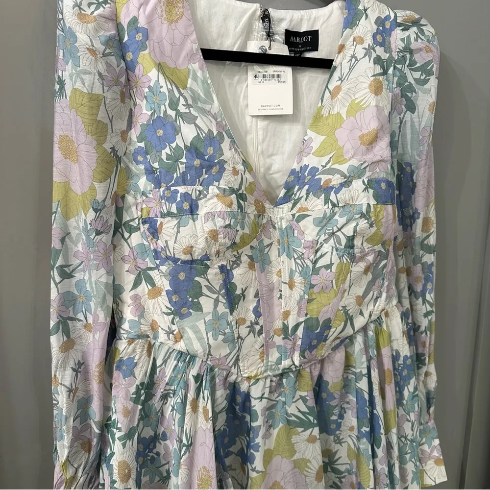 NWT Bardot Dress Zelina Spring Floral Long Sleeve Minidress Size XL / US 10 - Image 4